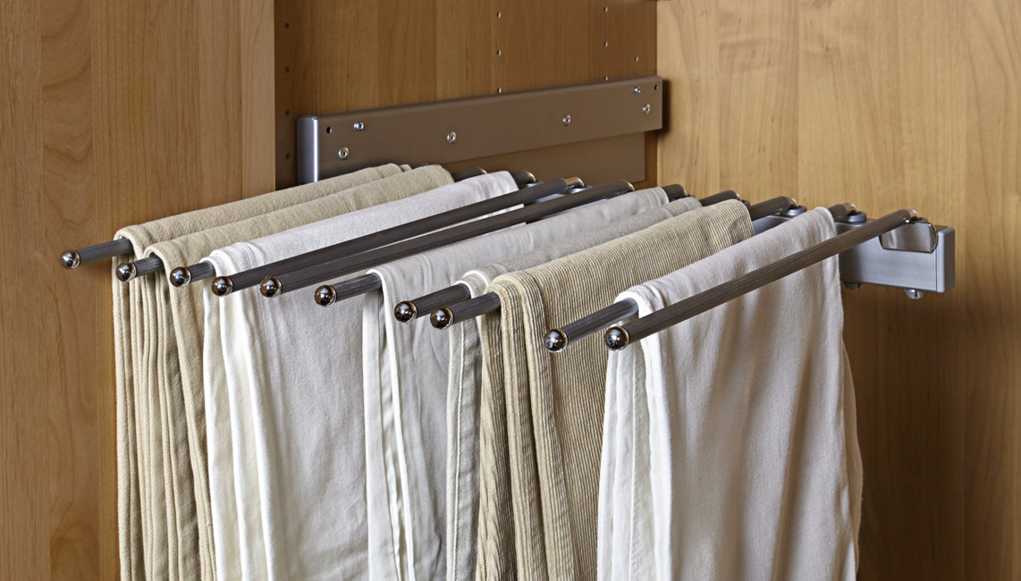 Pull Out Trousers Rack 9 Arms Closet Pants Hanger Rail Extendable Space  Saving | eBay